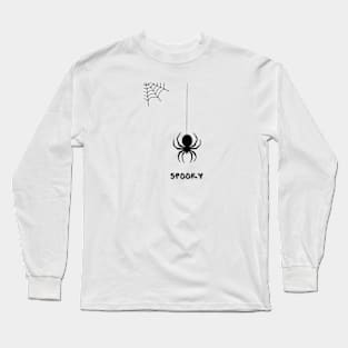 Black Grey Simple Cute Spider Illustration Long Sleeve T-Shirt